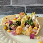 cajun shrimp tacos plated