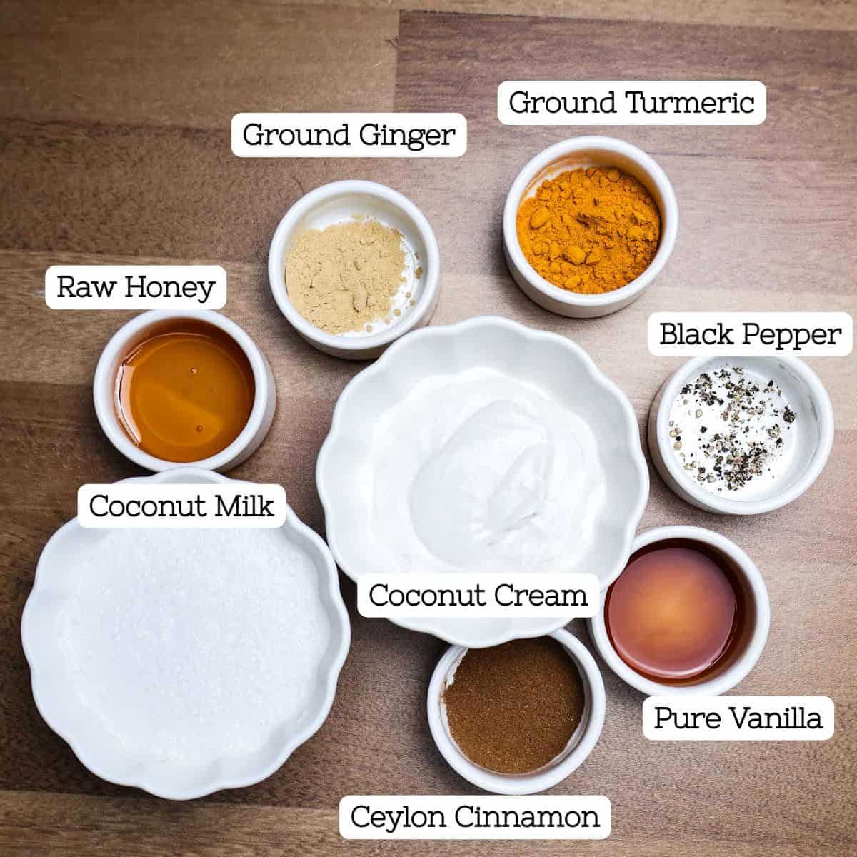 The ingredients spread for a golden milk latte.