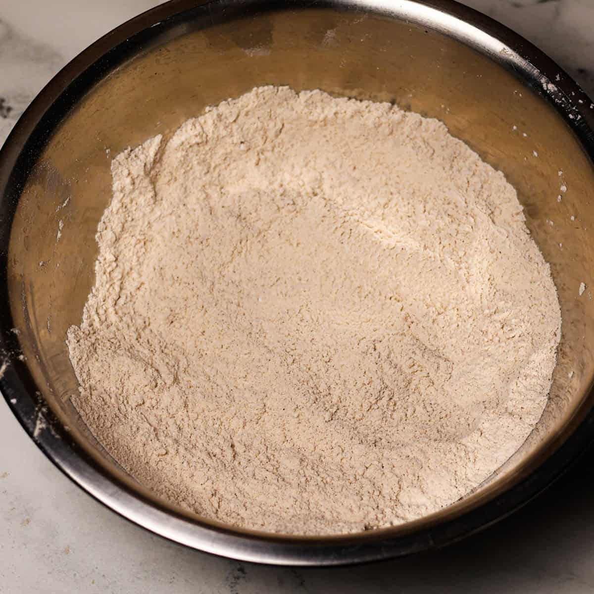 Dry ingredients mixed in with the flour.