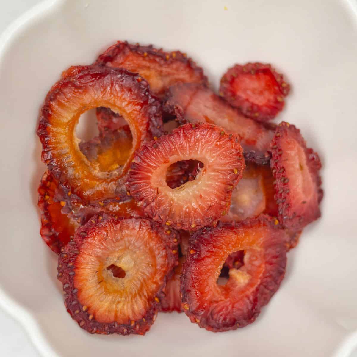 Oven dried strawberries.